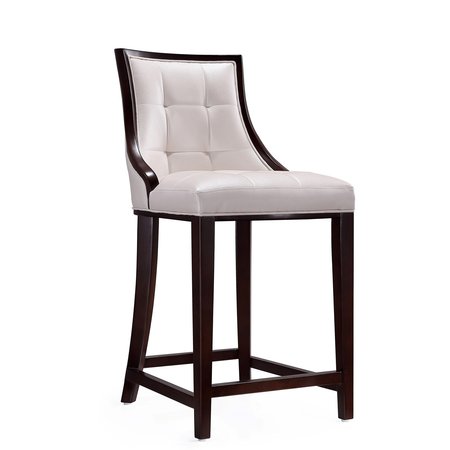 MANHATTAN COMFORT Fifth Ave Counter Stool in Pearl White and Walnut CS012-PW